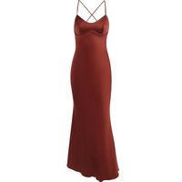 Sexy Solid Color V Neck Sleeveless Patchwork Polyester Dresses Maxi Long Dress Pencil Skirt main image 2
