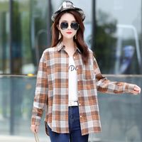 Women's Shacket Long Sleeve Blouses Patchwork Casual Plaid main image 3