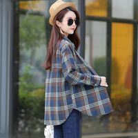 Women's Shacket Long Sleeve Blouses Patchwork Casual Plaid main image 5
