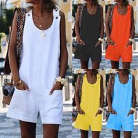 Women's Daily British Style Solid Color Shorts Patchwork Rompers main image 1
