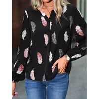 Women's Blouse Long Sleeve Blouses Printing Elegant Feather main image 5