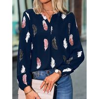 Women's Blouse Long Sleeve Blouses Printing Elegant Feather main image 6