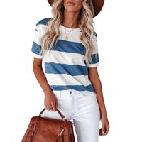 Women's T-shirt Short Sleeve T-shirts Stripe Casual Stripe main image 3