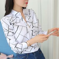 Women's Blouse Long Sleeve Blouses Printing Elegant Stripe main image 1