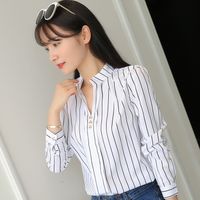 Women's Blouse Long Sleeve Blouses Printing Elegant Stripe main image 3