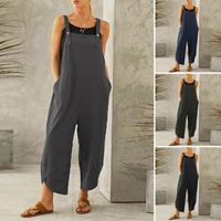Women's Daily Casual Solid Color Ankle-length Patchwork Overalls main image 6