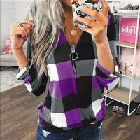 Women's Blouse Long Sleeve Blouses Patchwork Vacation Color Block sku image 16