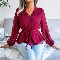 Women's Chiffon Shirt Long Sleeve Blouses Elegant Round Dots Polka Dots main image 2