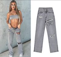 Women's Daily Fashion Solid Color Full Length Ripped Jeans main image 4
