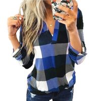 Women's Blouse Long Sleeve Blouses Printing Patchwork Casual Plaid main image 3
