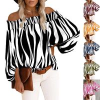 Women's Blouse Long Sleeve Blouses Printing Elegant Stripe main image 2