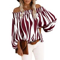 Women's Blouse Long Sleeve Blouses Printing Elegant Stripe main image 4