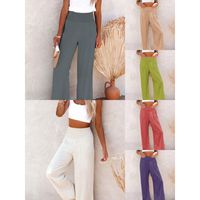 Casual Solid Color 100% Cotton Full Length Washed Wide Leg Pants main image 5