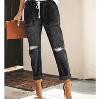 Women's Daily Fashion Solid Color Full Length Washed Ripped Jeans main image 5