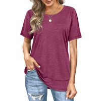 Women's T-shirt Short Sleeve T-shirts Patchwork Casual Solid Color main image 3