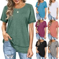 Femmes T-shirt Manche Courte T-shirts Patchwork Décontractée Couleur Unie main image 1