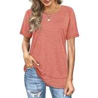 Women's T-shirt Short Sleeve T-shirts Patchwork Casual Solid Color main image 2