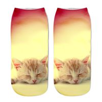 Unisex Fashion Cat Polyester Cotton Polyester Handmade Ankle Socks A Pair sku image 1