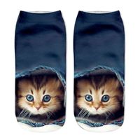 Unisex Fashion Cat Polyester Cotton Polyester Handmade Ankle Socks A Pair sku image 4