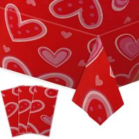 Valentine's Day Doll Heart Shape Pe Party Tablecloth 1 Piece sku image 1