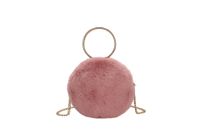 Women's Small Winter Autumn Plush Solid Color Fashion Round Zipper Circle Bag sku image 6