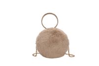 Women's Small Winter Autumn Plush Solid Color Fashion Round Zipper Circle Bag sku image 4