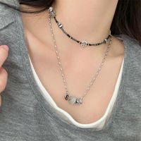 Fashion Heart Shape Smiley Face Alloy Titanium Steel Inlay Artificial Pearls Gem Women's Necklace 1 Piece main image 4