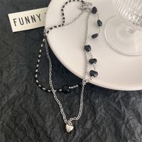 Fashion Heart Shape Smiley Face Alloy Titanium Steel Inlay Artificial Pearls Gem Women's Necklace 1 Piece main image 3