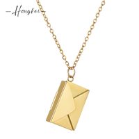 Simple Style Envelope Stainless Steel Inlay Rhinestones Pendant Necklace 1 Piece sku image 10