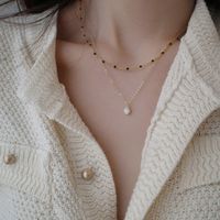 Rétro Géométrique Acier Au Titane Émail Collier 1 Pièce main image 6