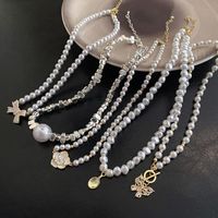Cool Style Heart Shape Pearl Butterfly Titanium Steel Plating Inlay Artificial Gemstones Pendant Necklace 1 Piece main image 3