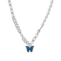 Cool Style Heart Shape Pearl Butterfly Titanium Steel Plating Inlay Artificial Gemstones Pendant Necklace 1 Piece main image 5