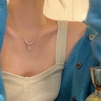 Toller Stil Herzform Perle Schmetterling Titan Stahl Überzug Inlay Künstliche Edelsteine Halskette Mit Anhänger 1 Stück sku image 4
