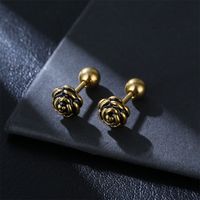 1 Piece Hip-Hop Rose Plating Stainless Steel Ear Studs main image 6
