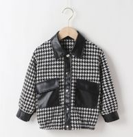 Fashion Houndstooth Polyester Girls Outerwear main image 3
