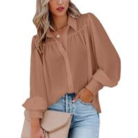 Women's Blouse Long Sleeve Blouses Patchwork Button Elegant Solid Color main image 6