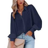 Women's Blouse Long Sleeve Blouses Patchwork Button Elegant Solid Color main image 4
