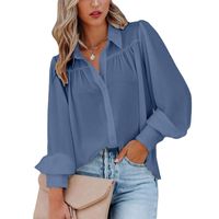 Women's Blouse Long Sleeve Blouses Patchwork Button Elegant Solid Color main image 5