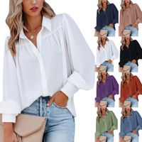 Women's Blouse Long Sleeve Blouses Patchwork Button Elegant Solid Color main image 2