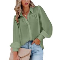 Women's Blouse Long Sleeve Blouses Patchwork Button Elegant Solid Color main image 3