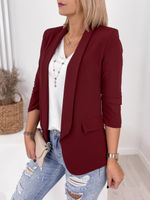 Women's Simple Style Solid Color Pocket Patchwork Placket Coat Blazer main image 6