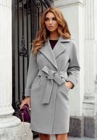 Women's Fashion Solid Color Tie Coat Woolen Coat main image 5