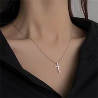 Simple Style Cross Sterling Silver Plating Pendant Necklace main image 4