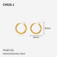 Simple Style Solid Color Stainless Steel Plating Hoop Earrings 1 Pair sku image 1