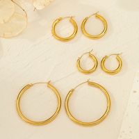 Simple Style Solid Color Stainless Steel Plating Hoop Earrings 1 Pair main image 3