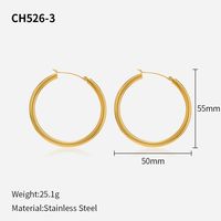 Simple Style Solid Color Stainless Steel Plating Hoop Earrings 1 Pair sku image 3