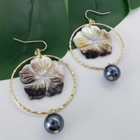 Simple Style Flower Shell Plating Women's Drop Earrings 1 Pair main image 4