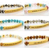Simple Style Letter Stainless Steel Natural Stone Plating Bracelets 1 Piece main image 2
