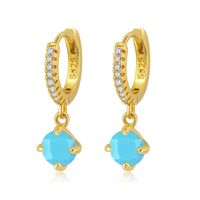 Fashion Geometric Water Drop Leaf Round Turquoise Copper Earrings sku image 22