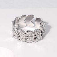 Fashion Leaf Stainless Steel Plating Open Ring sku image 1